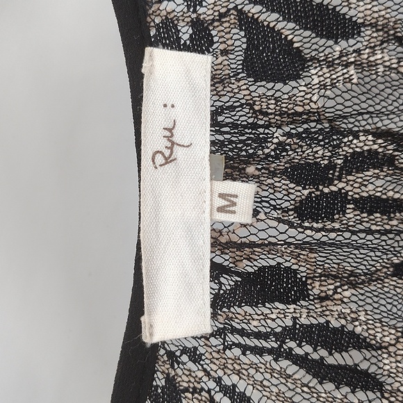 Anthropologie Ryu Black Lace Mesh Open Kimono Cardigan Size Medium w Fringe - Picture 7 of 8